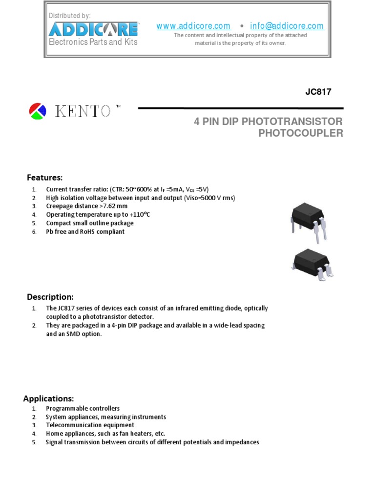 Optocoupler JC817 Datasheet.pdf Electrical Engineering Electricity