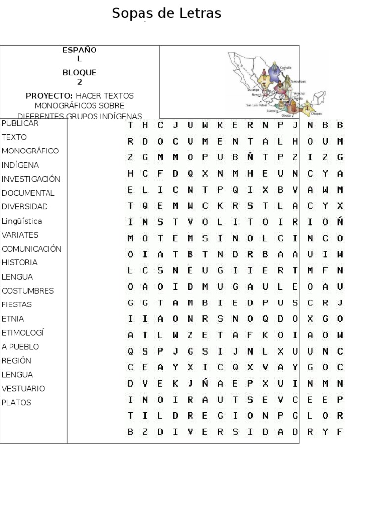 Sopas de Letras para Cuarto Grado | PDF