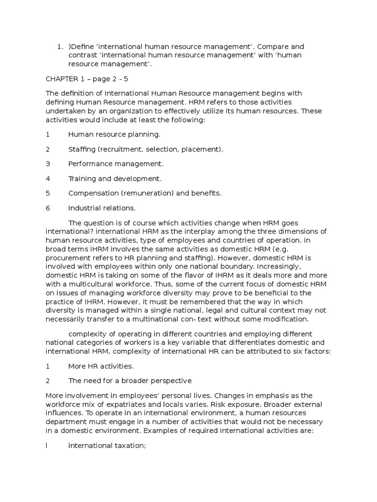 Exam Schedule for IHRM Course | PDF | Human Resource Management | Human ...