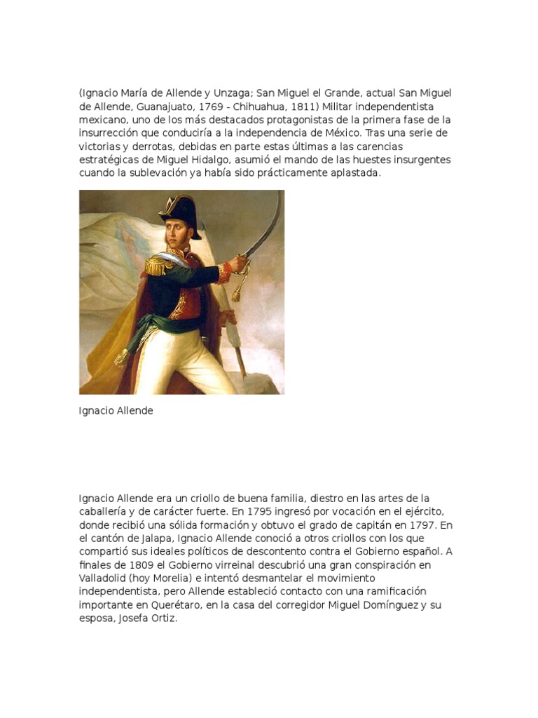 Allende (BIOGRAFIA) México independiente Colonización española de