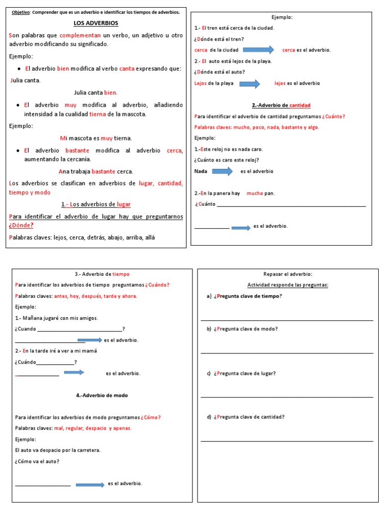 Identificación de Adverbios y Tipos | PDF