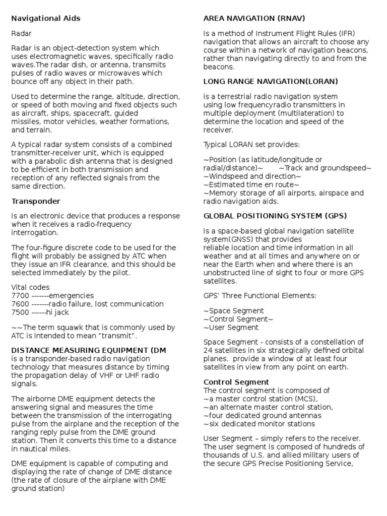 Navigational Aids Area Navigation (Rnav) PDF Visual Flight Rules