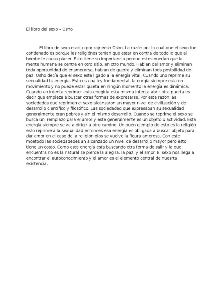 El Sexo y la Energía Vital según Osho | PDF
