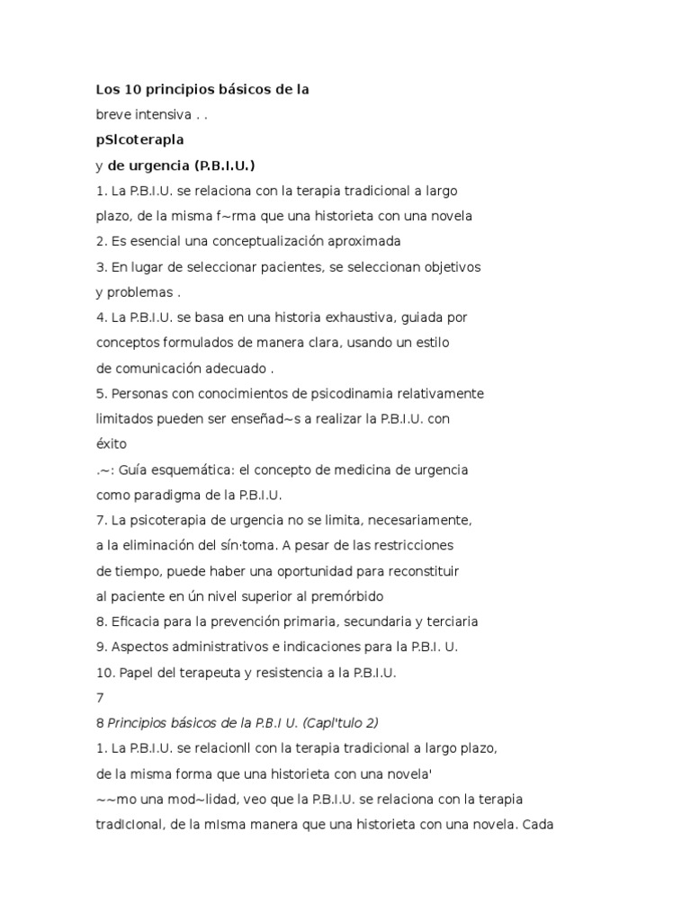 Principios de la P.B.I.U. en Psicología | PDF | Psicoterapia ...