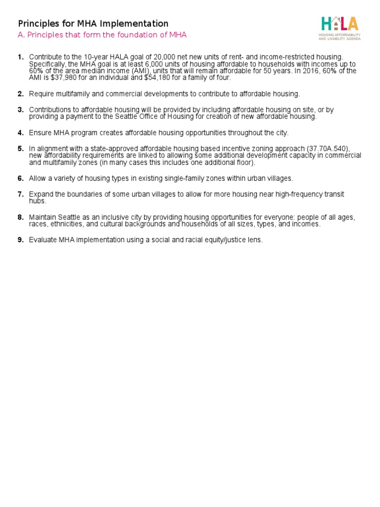 Seattle OPCD - Principles For MHA Implementation | PDF | Affordable ...