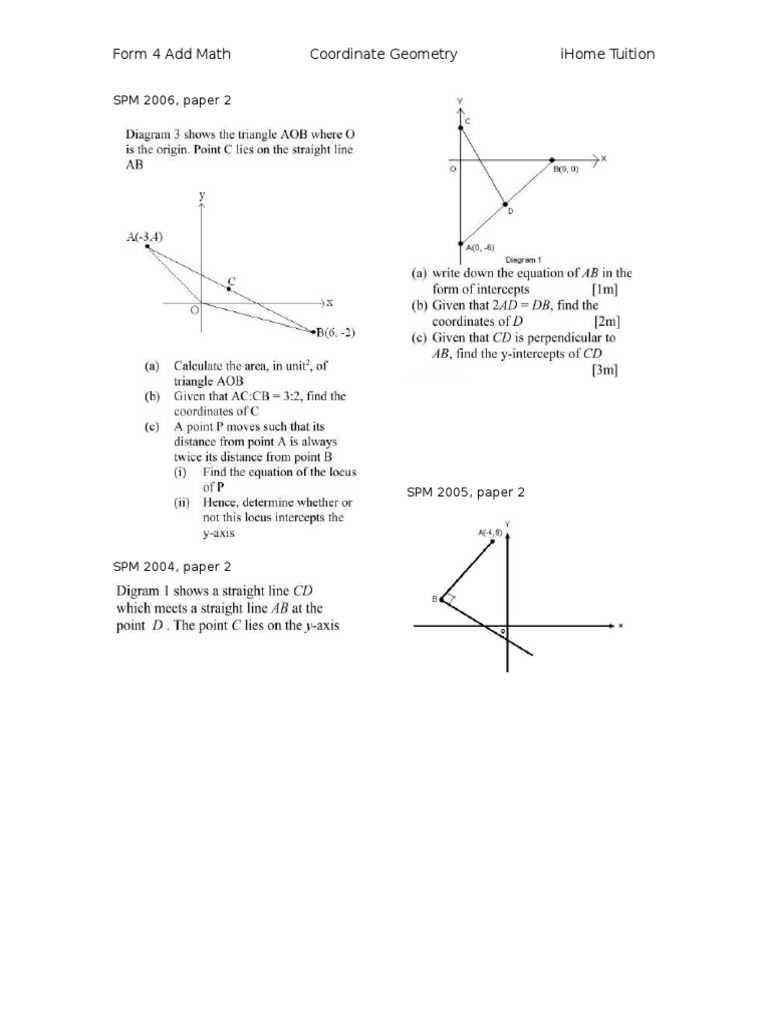 Form 4 Add Math: Coordinate Geometry Guide | PDF