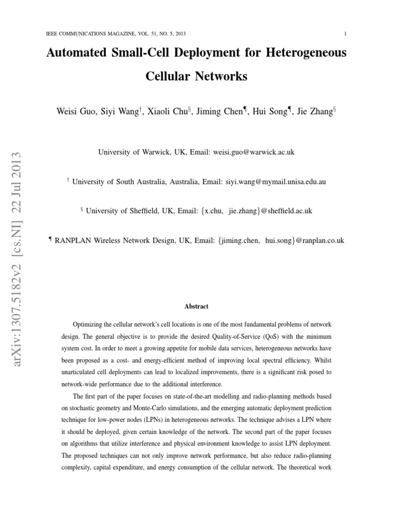 Automated Small-Cell Deployment For Heterogeneous Cellular Networks ...