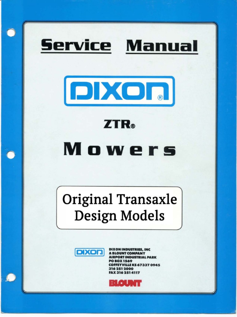 Dixon ZTR Service Manual | PDF