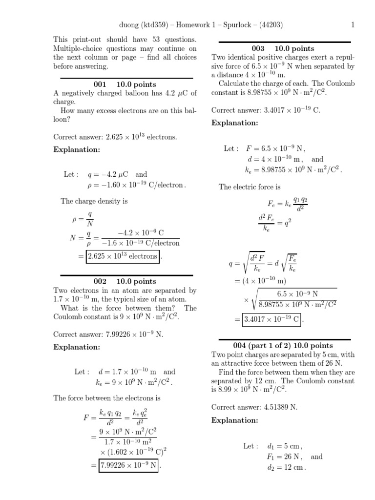 Solution1 Pdf Electric Charge Electron