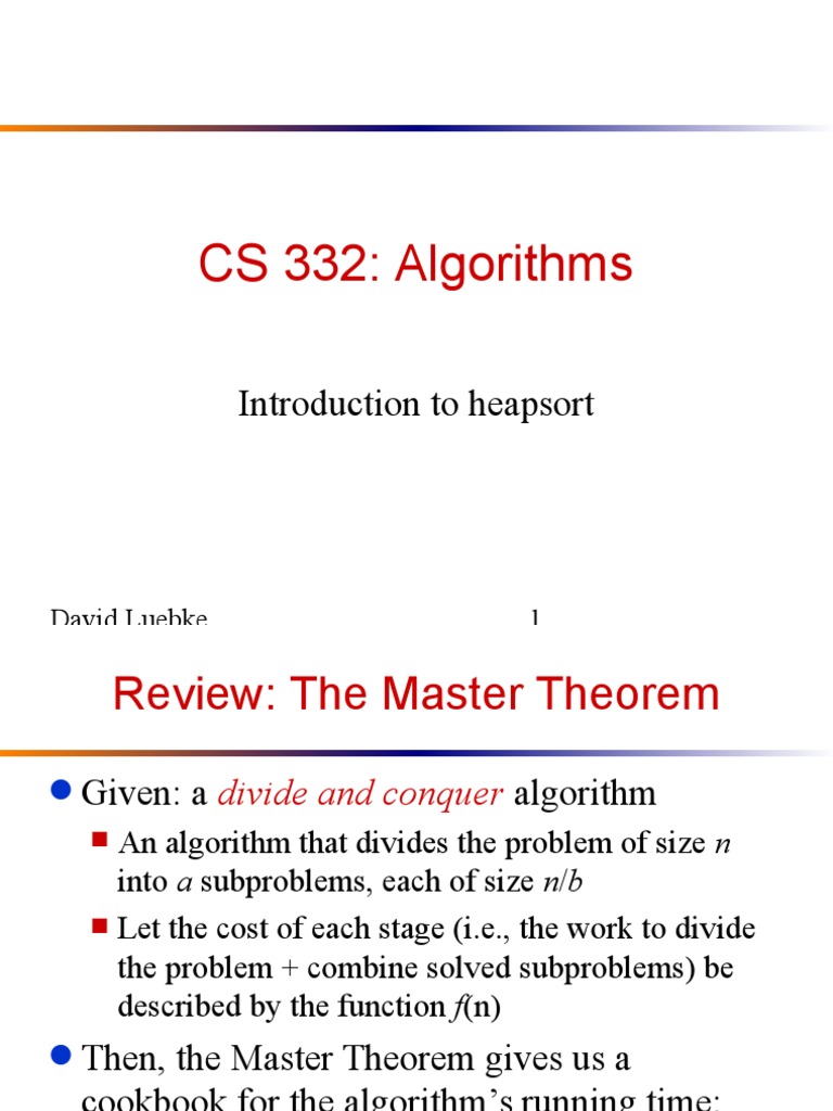 CS 332: Algorithms: Introduction To Heapsort | PDF | Computer Data ...