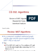 CS 332: Algorithms: Review of MST Algorithms Disjoint-Set Union Amortized Analysis