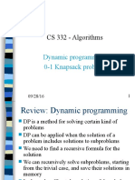 CS 332 Algorithms - Dynamic Programming and 0-1 Knapsack Problem
