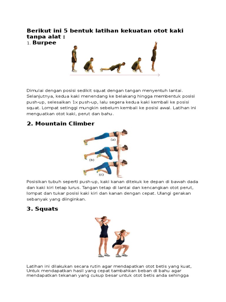 5 Bentuk Latihan Kekuatan Otot Kaki Tanpa Alat Pdf