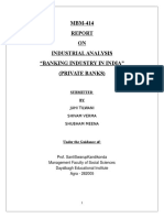 MBM-414 ON Industrial Analysis "Banking Industry in India" (Private Banks)