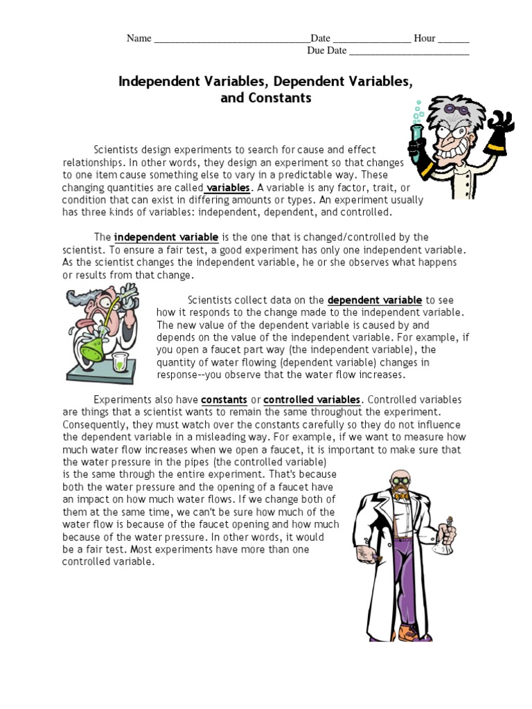worksheet Design An Experiment Worksheet variables worksheet dependent and independent experiment