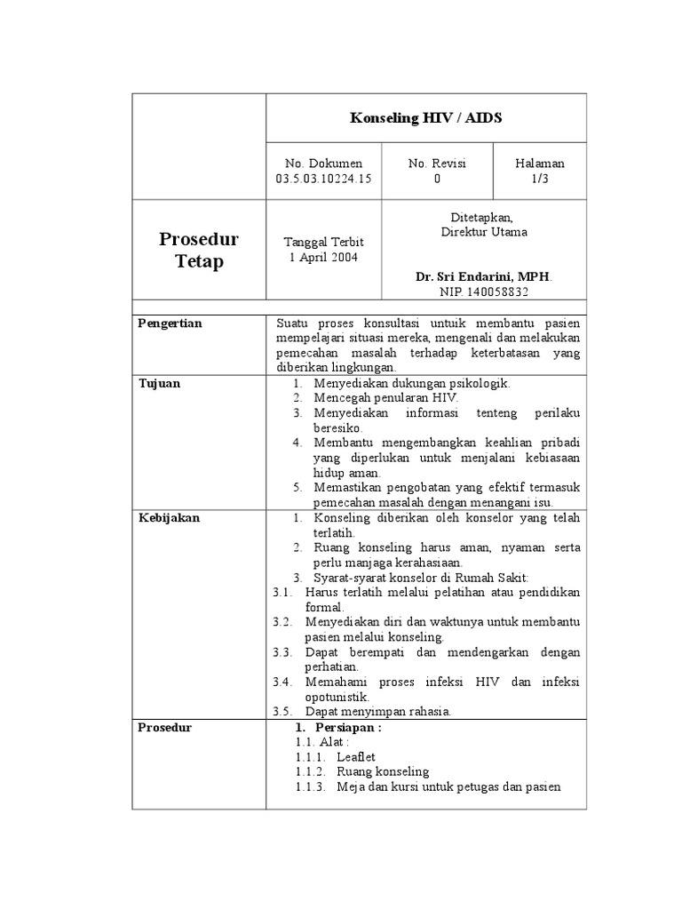 Sop Konseling Hiv-Aids | PDF