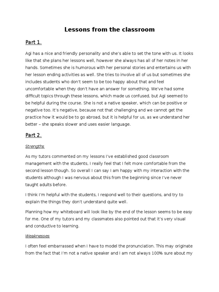 Teaching Reflections and Improvement Plan | PDF | Tutor | Classroom
