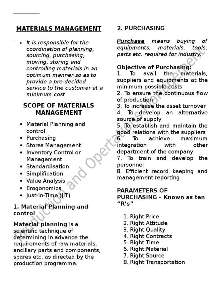 Materials Management PDF Inventory Supply Chain