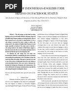 Download The Use of Indonesian-English Code Mixing on Facebook Status by vunnice isgayadilla SN325598659 doc pdf