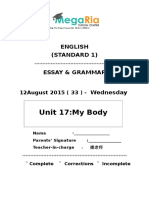 Unit 17:my Body: English (Standard 1) Essay & Grammar