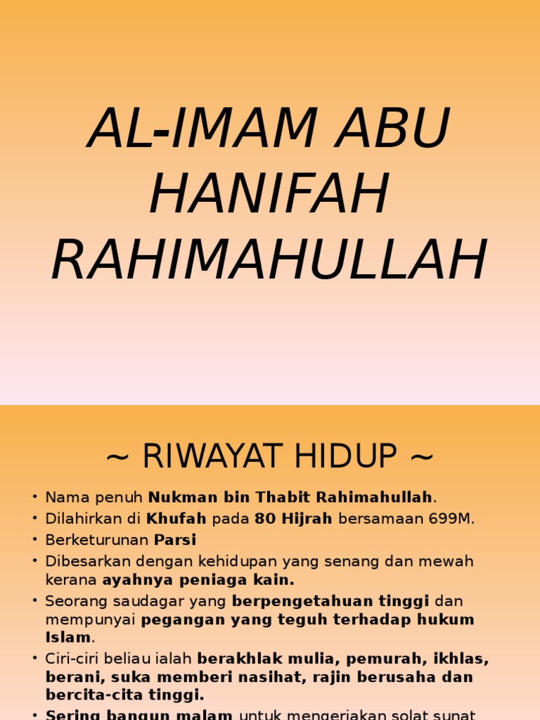Al Imam Abu Hanifah Rahimahullah Dina 4kh Pdf