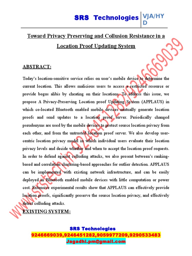 Privacy-Preserving Location Proof System | PDF | Privacy | Trusted ...