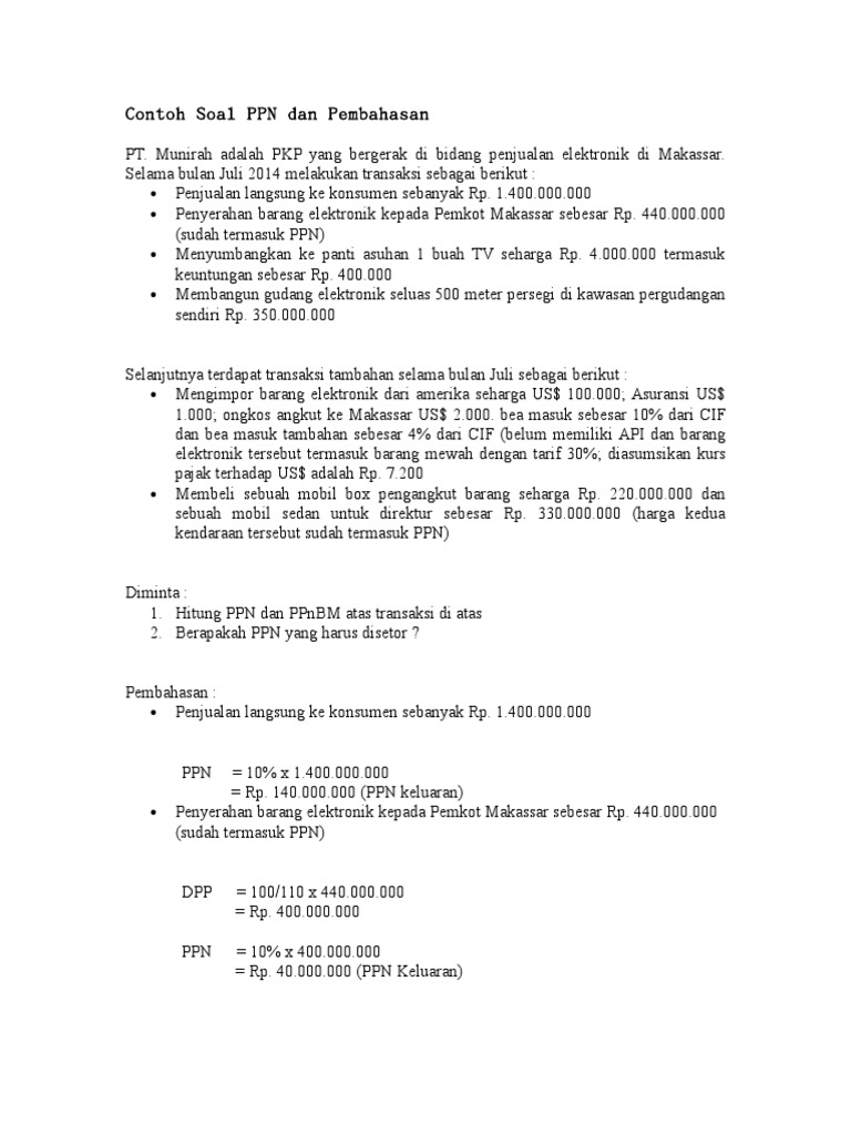 Contoh Soal Ppn Dan Pembahasan