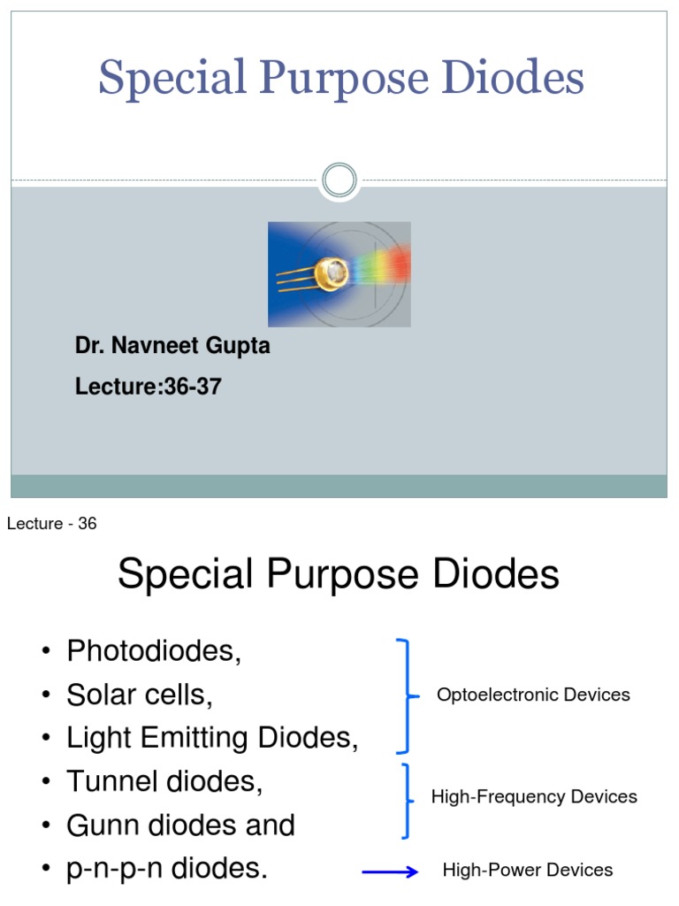 Special Purpose Diodes Overview | PDF | Light Emitting Diode | P–N Junction