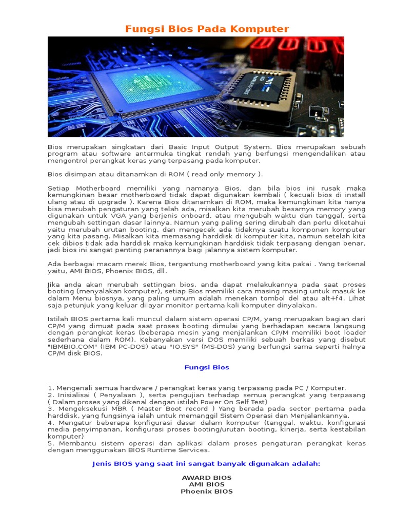 Fungsi Bios Pada Komputer | PDF