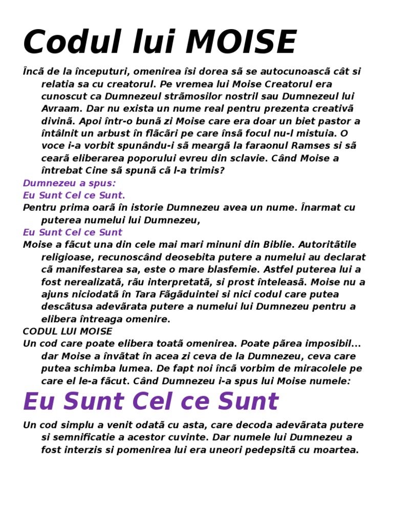 Codul Lui MOISE | PDF