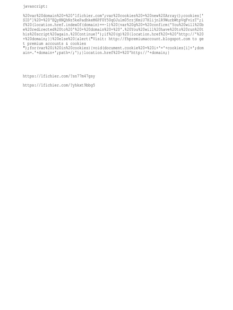 JavaScript Redirect Script for 1fichier | PDF