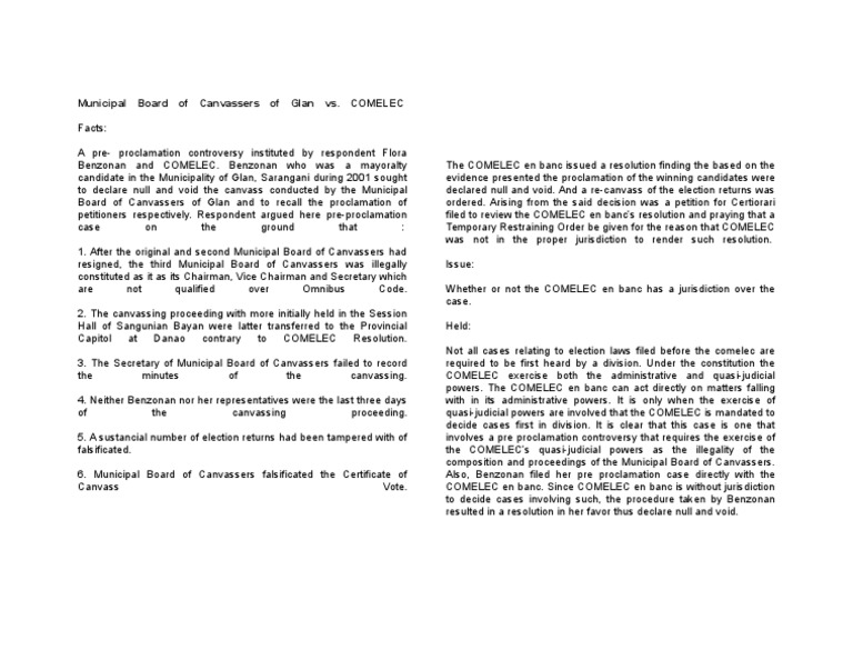 Municipal Board of Canvassers V COMELEC Download Free PDF