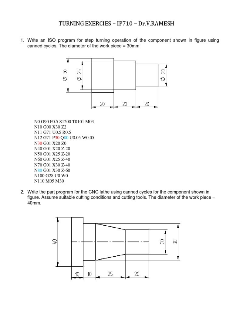 Lathe - Exercise 2014 | PDF | Numerical Control | Tools