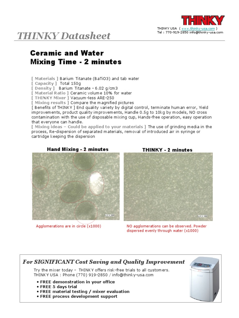 THINKY Mixer Benefits and Specifications | PDF | Epoxy | Adhesive