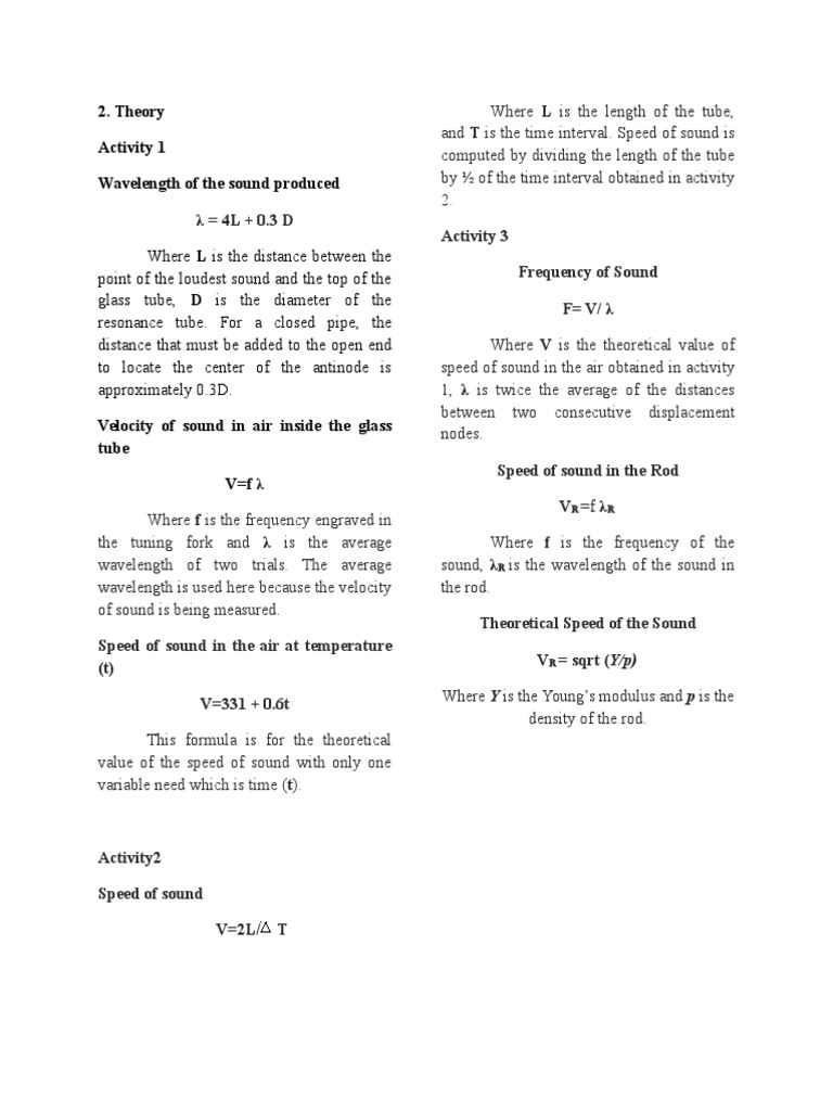 Sound Physics: Wavelength and Speed Formulas | PDF