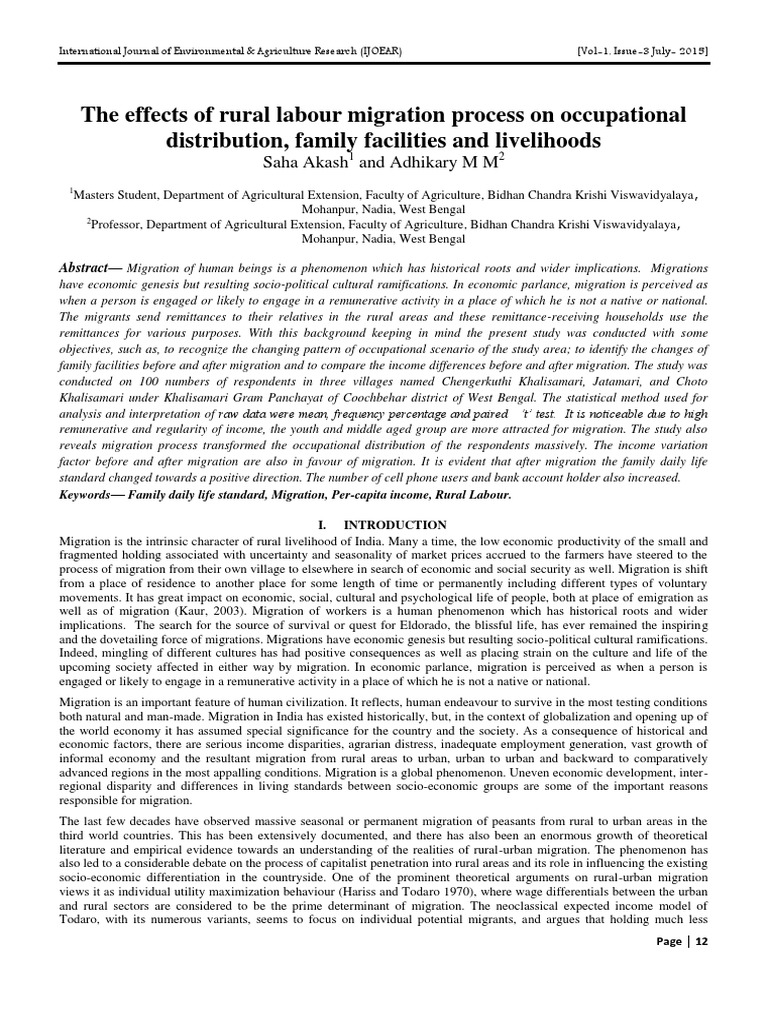 Impact of Rural Migration on Livelihoods | PDF | Human Migration ...