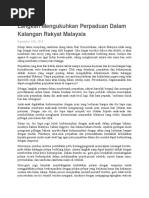 Langkah Mengukuhkan Perpaduan Dalam Kalangan Rakyat Malaysia