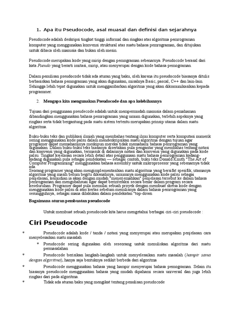 Apa Itu Pseudocode | PDF