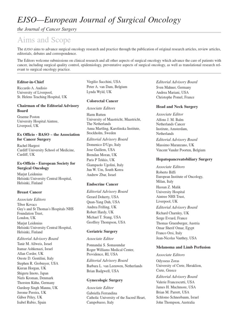 EJSO Supplement For BSSO 2015 Congress | PDF | Cancer | Surgery