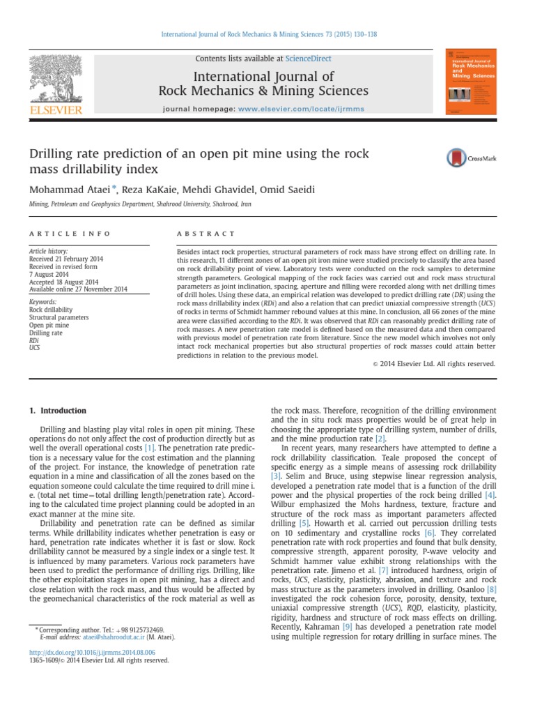 Drilling Rate Prediction On An Open Pit Mine PDF | PDF | F Test | P Value