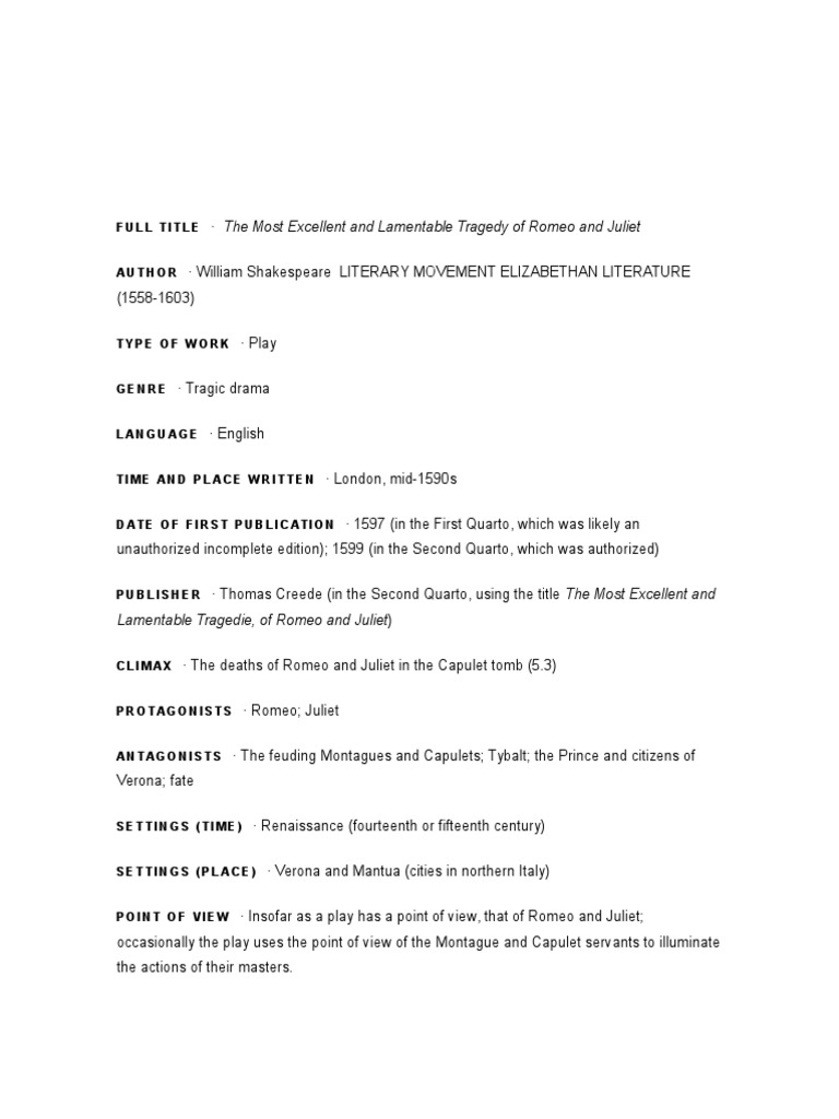 Analysis of Themes in Romeo and Juliet | PDF | Characters In Romeo And ...