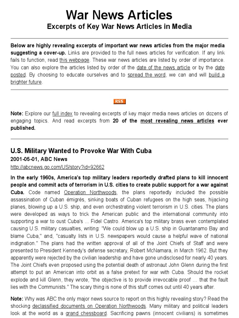 War News Articles Complete Archive Wanttoknowcom - 