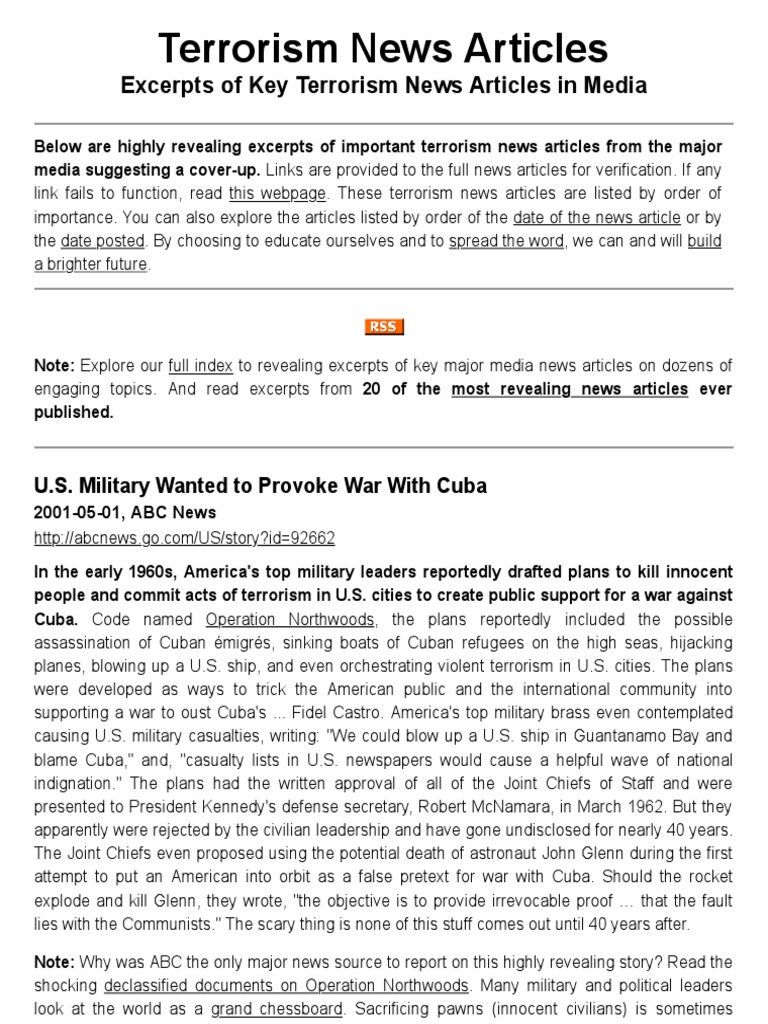 Terrorism News Articles COMPLETE ARCHIVE National