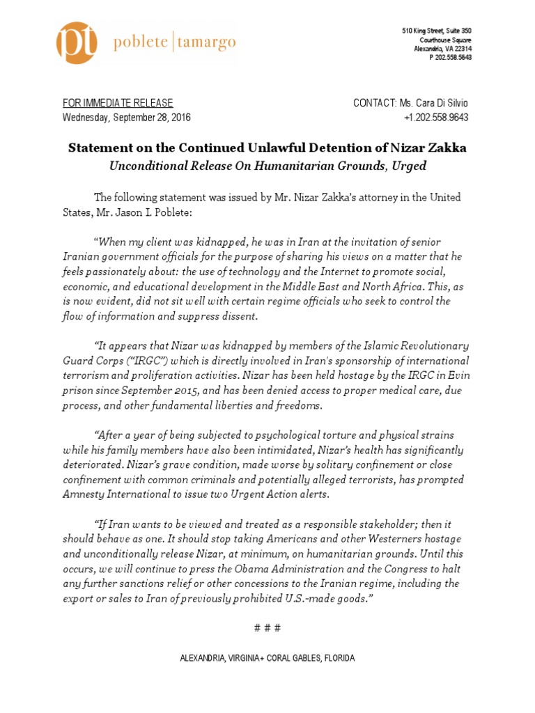 call-for-nizar-zakka-s-release-pdf-criminal-law-national-security