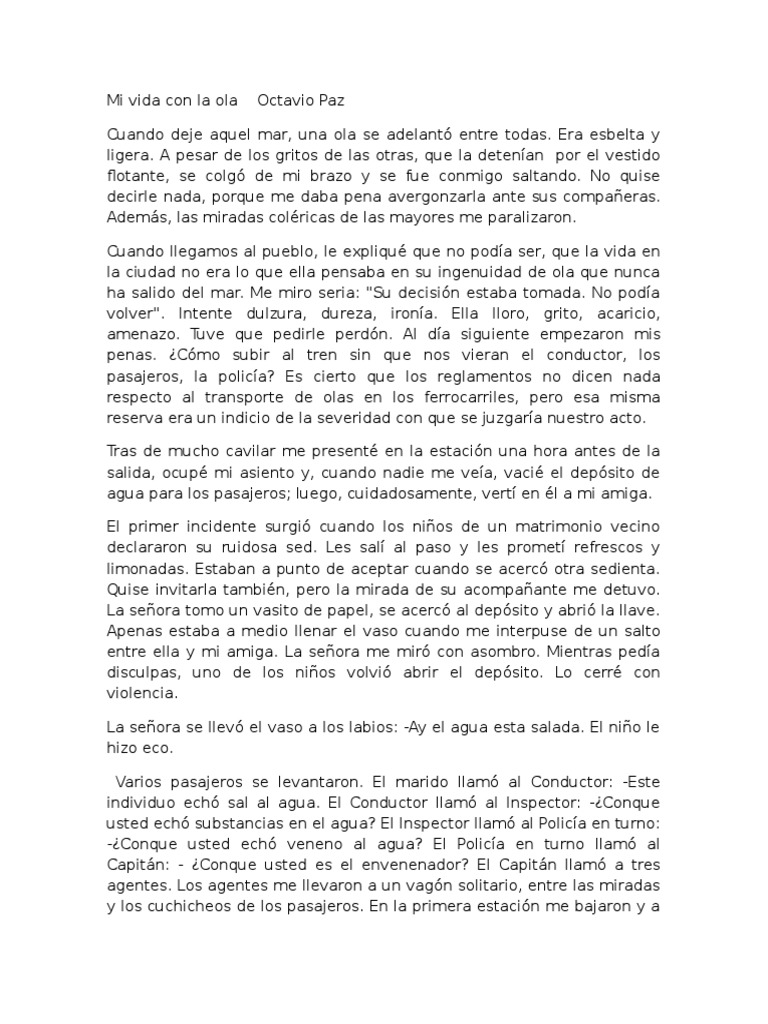 Mi Vida Con La Ola Octavio Paz | PDF | Naturaleza