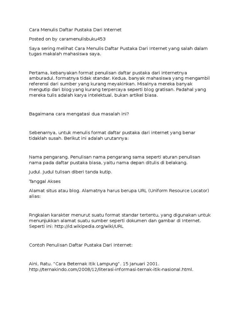Contoh Daftar Pustaka Dari Internet Wikipedia Materi Pelajaran 2