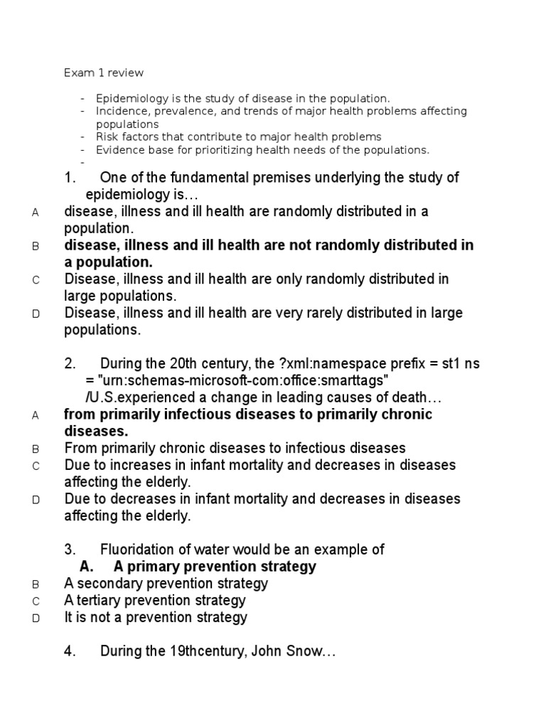 Epidemiology Exam 1 Review Guide | PDF | Science & Mathematics
