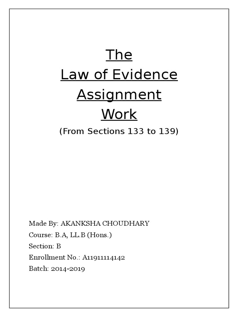 Evidence Assignment Pdf Cross Examination Witness