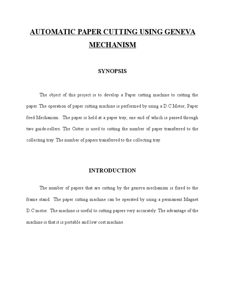 16.automatic Paper Cutting Using Geneva Mechanism PDF Automation