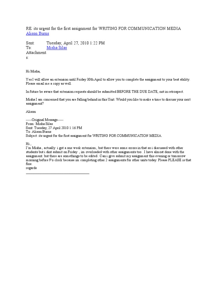 Assignment Extension Request Response | PDF